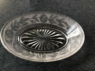 Eapg Co - Operative Flint Glass Oval Bowl Dish 6 7/8” Exc Stippled Dahlia