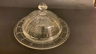 Vintage Depression Glass Hazel Atlas Colonial Block Clear Covered Butter Dish