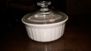 Corning Ware 5 1/2 Inch French White Covered Casserole Souffle Dish