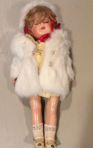 Vintage Doll With Fur Coat And Hat 1930 