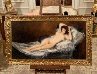 Miniature Artisan Signed Oil Painting (real) Melissa Wolcott “naked Maja”