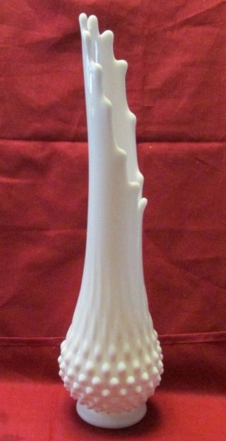 Fenton Hobnail Milk Glass 13 - 1/2 " Swung Vase Pr - 454