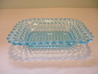 Adams & Co.  “buggy Bowl” " Thousand Eye Glass " Blue Butter Dish Base Eapg