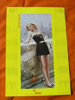 Blondie Autoamerican 1981 Calendar Page Debbie Harry Pin Up Promo Poster