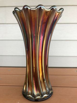 Westmoreland Corinth Amethyst Carnival Glass Vase 8 "