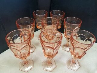 Set Of 8 Vintage Fostoria Peach Wine Water Glass Virginia Pattern