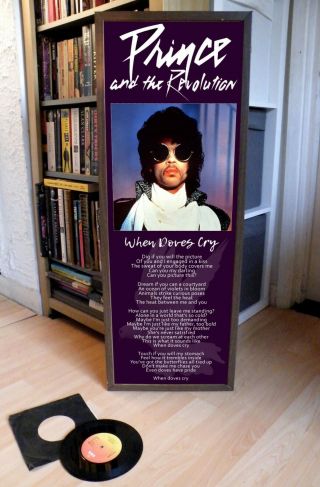 Prince When Doves Cry Promo Poster Lyric Sheet,  1999,  Corvette,  Purple Rain,