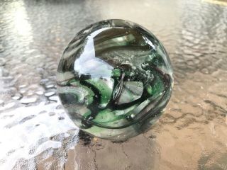 Dynasty Gallery Heirloom Collectibles Blown Glass Green/Purple/Clear Paperweight 3