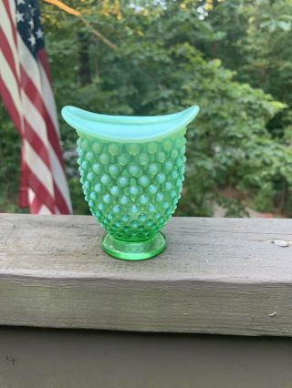 Fenton Green Hobnail Opalescent Vase
