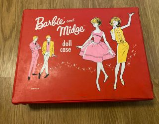 Vintage 1963 Barbie And Midge Doll Case W/ Dolls,  Clothing,  & Accessories