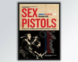 Sex Pistols Reimagined 1976 Anarchy In The Uk Tour Poster A3 Size.