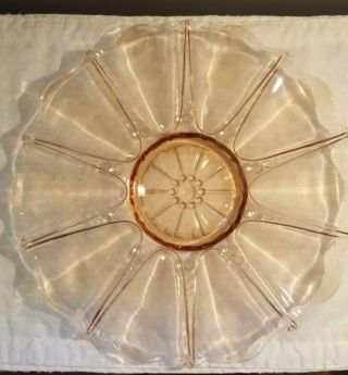 Anchor Hocking Glass Oyster And Pearl Pink 13 1/2 " Sandwich Tray Platter 1930 