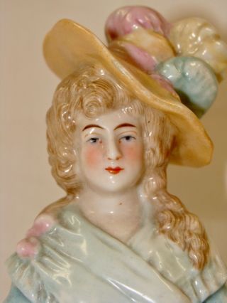 Porcelain Half Doll With Fancy Hat