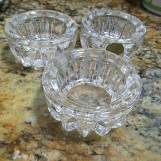 Set Of 3 Princess House Highlights Tealight Holders 24 Lead Crystal With Candle
