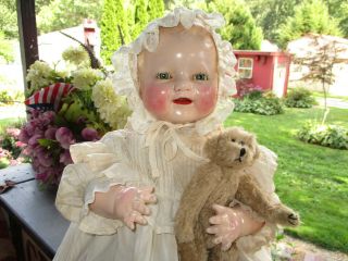 Antique Composition Baby Dimples Doll 22 Gently Restored Eih Horsman W/clothes