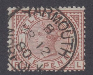 Qv Gb Surface Printed Sg T2 1d Red Brown Plate 1 Telegraph Stamp Cds - Victorian