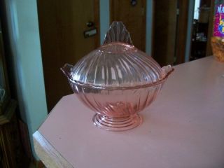 Jeannette Swirl Pink Covered Candy Dish