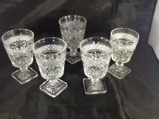 Set Of 5 Imperial Glass Cape Cod Clear Water Goblets Stem 1602