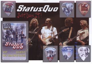 Status Quo Guitar Picks,  Backstage Pas On Photographic Background