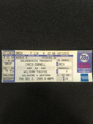 12 - 2 - 1999 Chris Cornell Concert Ticket