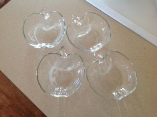 Vintage Hazel Atlas Orchard Pattern Clear Glassware Apple Dessert Bowls Set Of 4