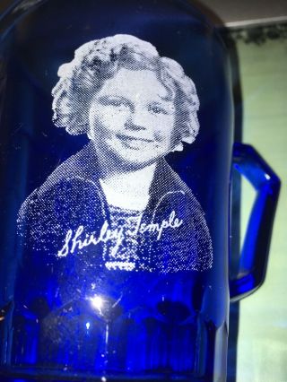 Vintage Hazel Atlas Cobalt Blue Shirley Temple 4.  5 " Creamer Pitcher