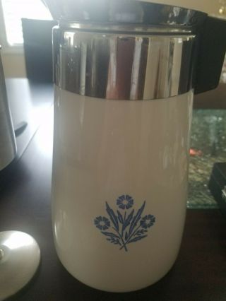 Vintage Corelle Corning Ware 9 Cup Coffee Tea Pot Blue Cornflower Design