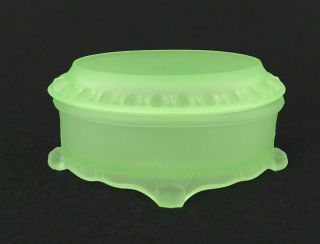 Tiffin Us Glass Uranium Green Satin Trinket Box - Glows Brightly 1920s - 30s