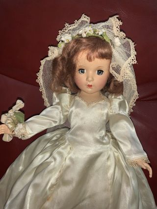 Vintage Madame Alexander 14 " Bride Doll Margaret Face Veil & Wedding Bouquet