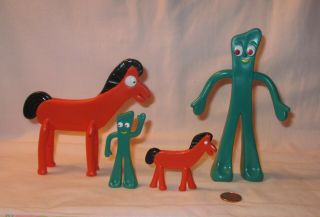 2 Set Of 6” And 2 - 3/4” Gumby And Pokey Bendable Figures; By Jesco