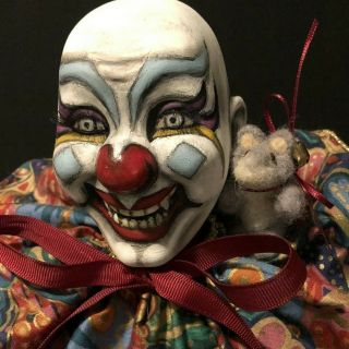 Creepy Clown Jingles Ooak Porcelain Doll Circus W/ Needle Felted Mouse G2taylor