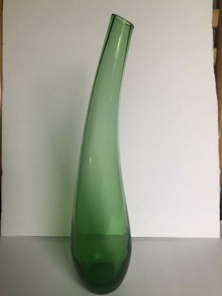 Vintage Emerald Green Blenko Bent Neck Vase - Circa,  1960 