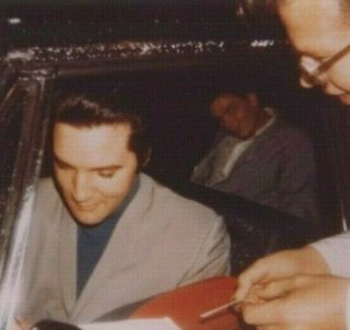 Elvis Presley And Jimmy Vintage Candid Photo Signing Autographs In Car