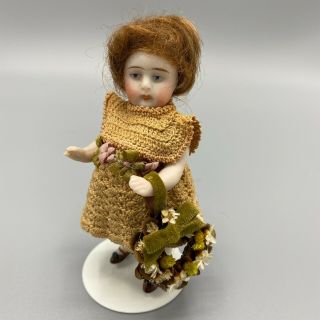 Sweet Kestner Painted Eye All Bisque Doll - 3.  5 Inches