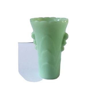 Vintage Jadeite Green Glass Art Deco Vase 5” Tall
