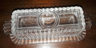 Vintage Federal Eapc Eapg Ribbed 1/4 Pound Glass Covered Butter Dish Circle Top