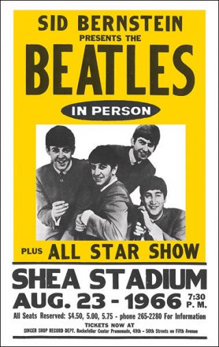 The Beatles 1966 Shea Stadium Concert Poster