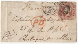 1848 Sg57 10d Brown Embossed On Cover - Dated 1854 - Ref:1819