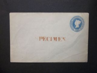 Gb Stationery 1841 Qv 2d Blue " Specimen " In Red Ovpt Envelope Size F H&b Ep6a