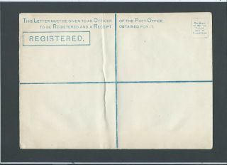 GB Stationery 1878 QV 2d blue ' SPECIMEN ' ovpt Registered Envelope size I RP5 2