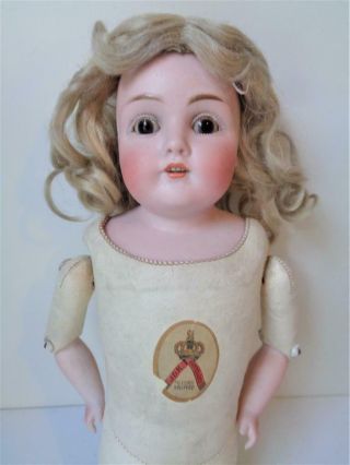Antique 16 " Jdk Jd Kestner 154 Dep German Bisque Doll Labeled Kid Leather Body