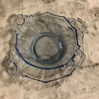 Cambridge Depression Caprice Willow Blue Glass Decagon Plate&bowl With Handles
