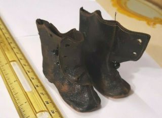 Antique High Top Leather Button Shoes For German French Fashion Bisque Dolls