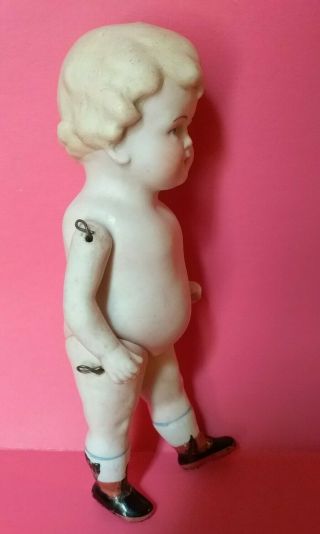 Antique German All Bisque Doll,  Wire Jointed Arms Legs,  Molded Hair 6.  26 