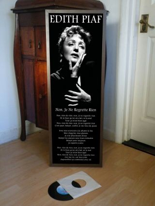 Edith Piaf Non,  Je Ne Regrette Rien Promo Poster Lyric Sheet,  La Vie En Rose