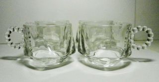Set Of 4 Hazel Atlas Glass Ball & Rib Snack Tray Cups - Clear Glass - Vintage - Usa