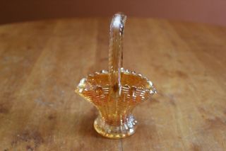 Antique Dugan Carnival Glass Marigold Big Basketweave Miniature Basket 1904 - 1931