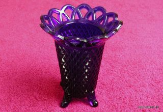 Imperial Glass (lace Edge Genie - Ritz Blue Cobalt) 5 1/8 " Four Toed Vase Exc