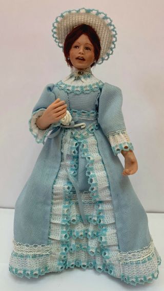 Vintage Artisan Miniature Dollhouse Porcelain Doll Victorian Irish Red Hair 1:12