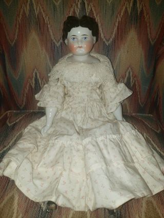 Antique German China Head Doll Civil War 19” Exposed Ears